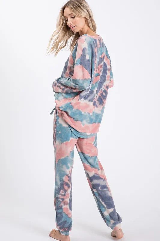 BiBi Tie Dye French Terry Casual Pants OutfitFlow
