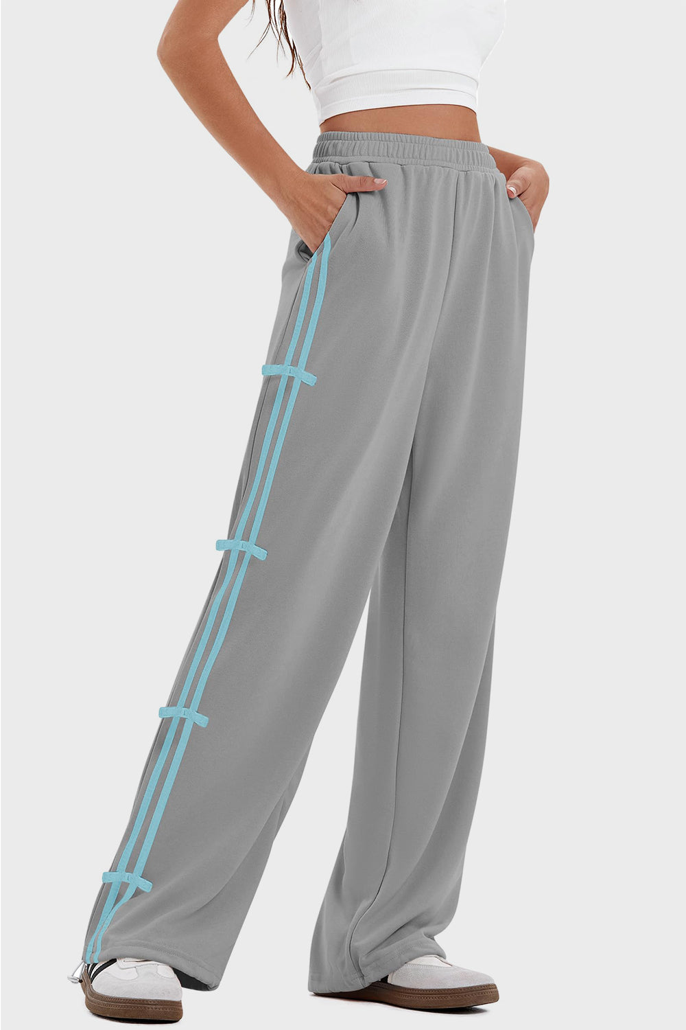 Outfit Flow - Elastic Waist Wide Leg Pants with Pockets