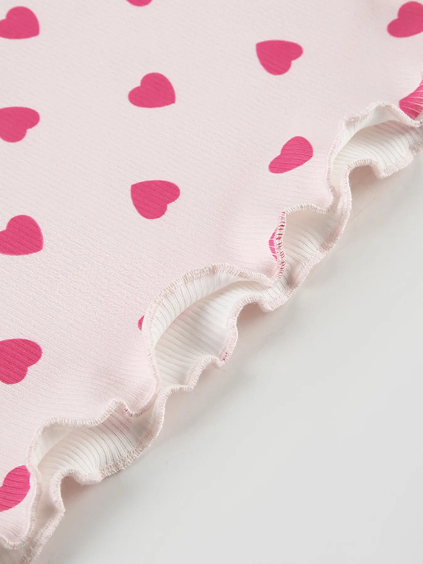 Heart Print Top and Shorts Loungewear Set OutfitFlow
