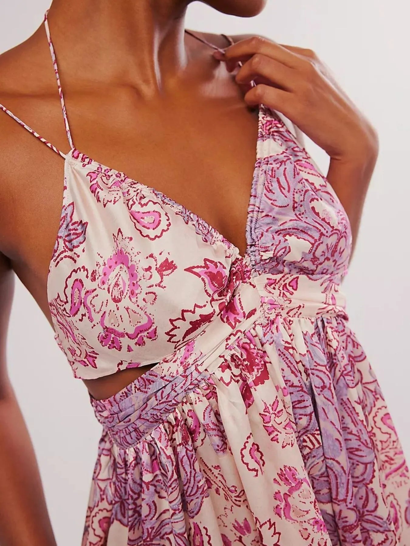 Floral Print Cutout Cami Dress OutfitFlow