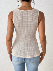 Twist Front Textured Peplum Tank Top OutfitFlow