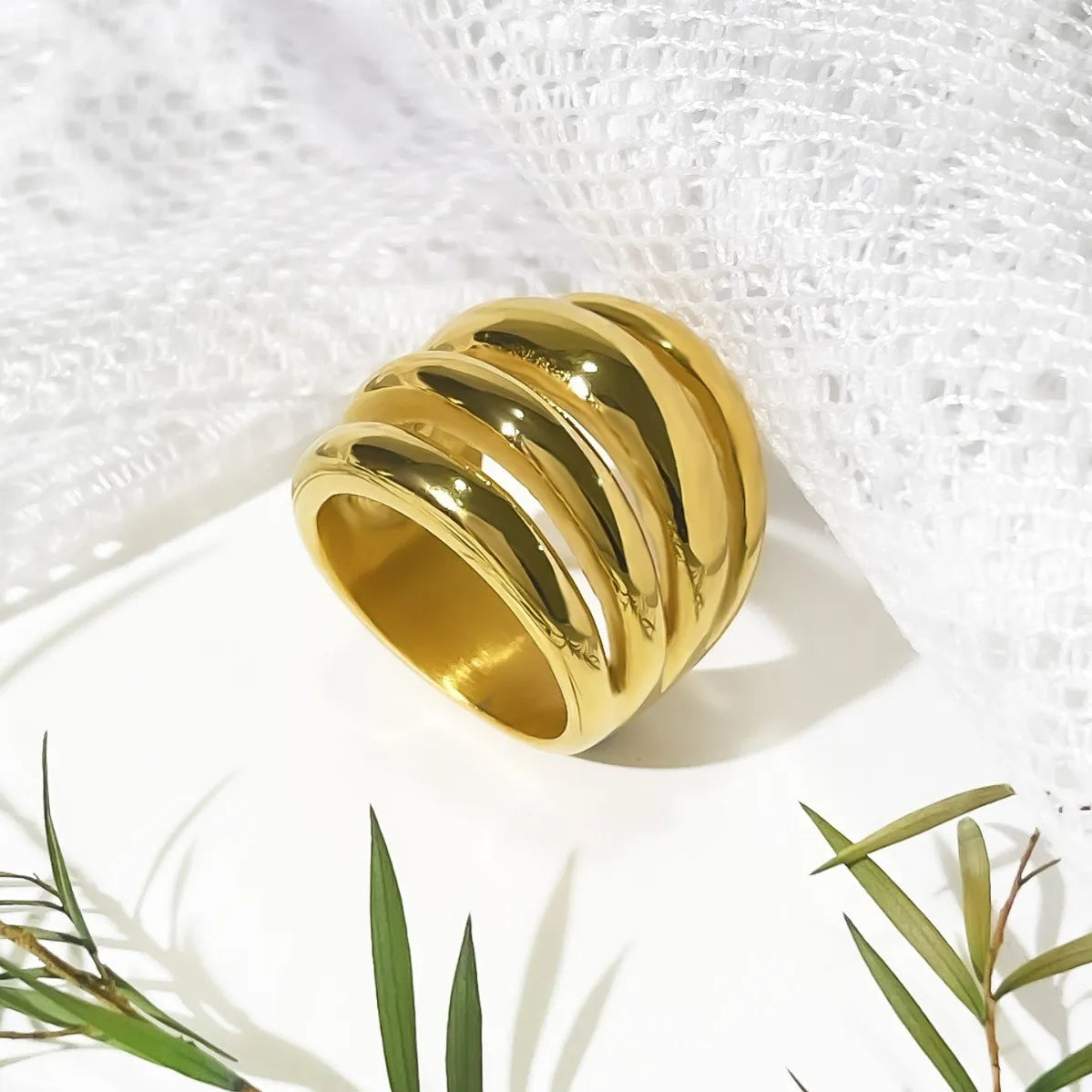 18K Gold-Plated Multi-Layer Statement Ring OutfitFlow