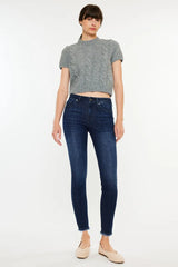 Kancan High-Rise Slim Fit Raw Hem Ankle Jeans OutfitFlow