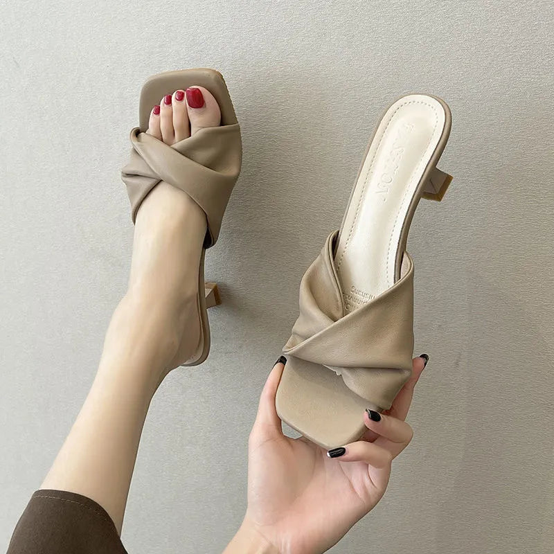 Open Toe Flare Heels Sandals OutfitFlow