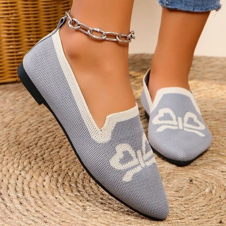 Point Toe Flats Slip-Ons Light Gray OutfitFlow