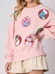Christmas Sequin Embellished Sweatshirt OutfitFlow