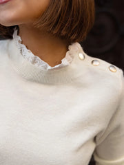 Ribbed Hem Mock Neck Long Sleeve Sweater OutfitFlow