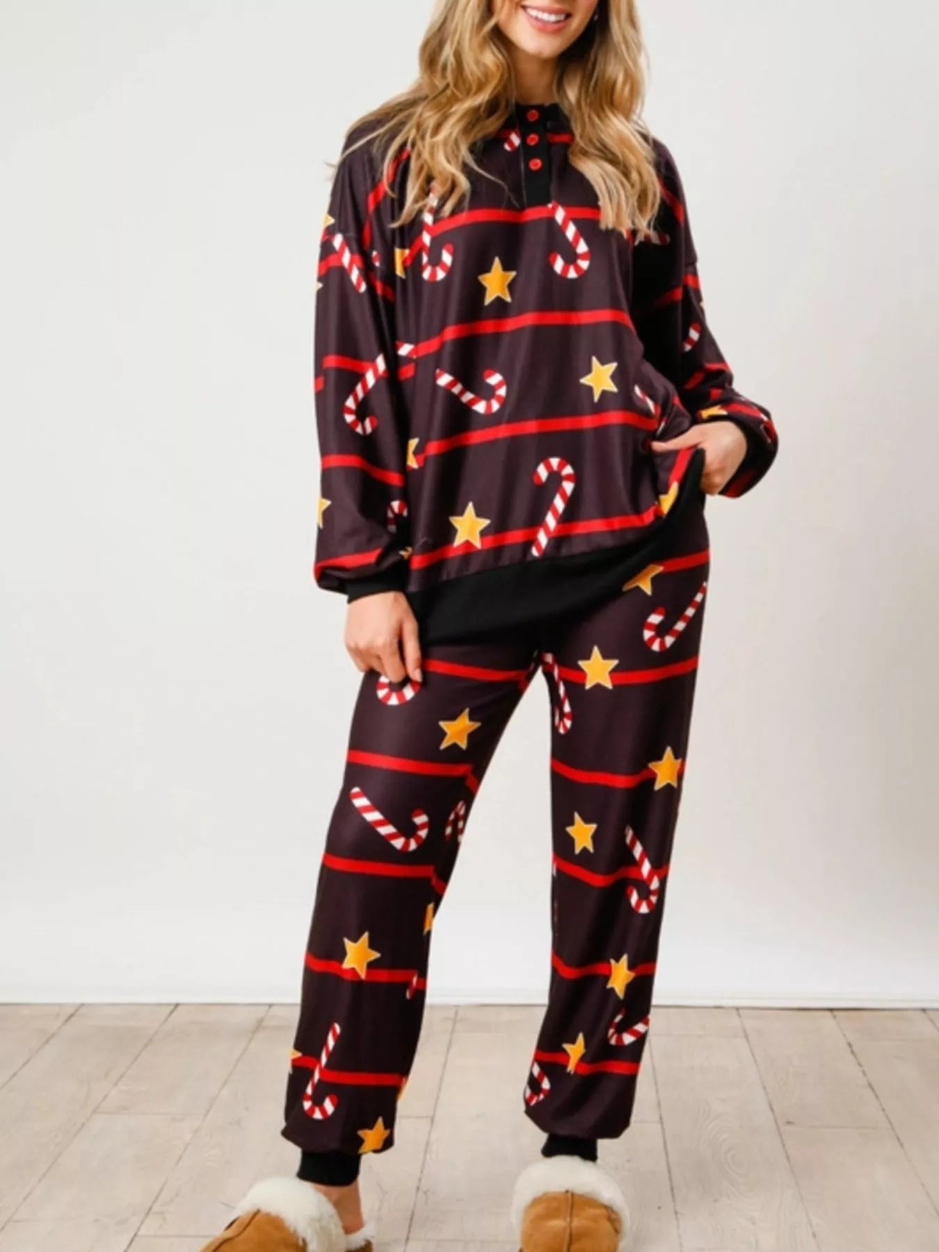 Christmas Long Sleeve Top and Pants Lounge Set OutfitFlow