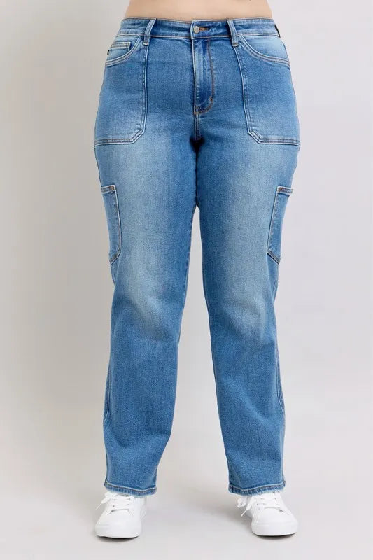 Judy Blue Full Size High Waist 90's Straight Jeans Plus Size OutfitFlow