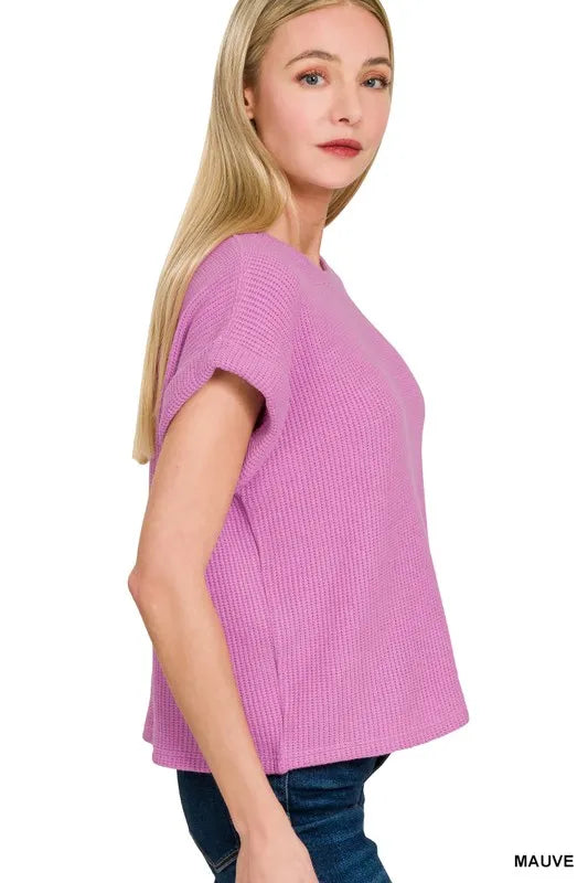 Zenana Rolled Sleeve Top and Pants Sweater Set OutfitFlow