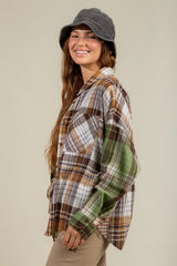 Outfit Flow - Plaid Collared Neck Long Sleeve Shirt