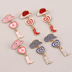 Cowgirl Boots Heart Dangle Earrings OutfitFlow