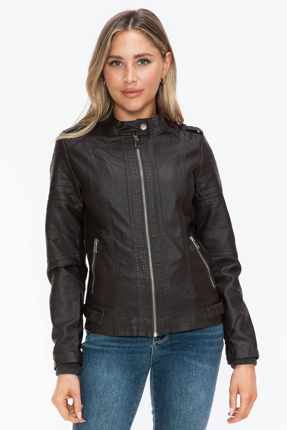 Outfit Flow - Snobbish PU Leather Biker Jacket with Side Zip Pockets