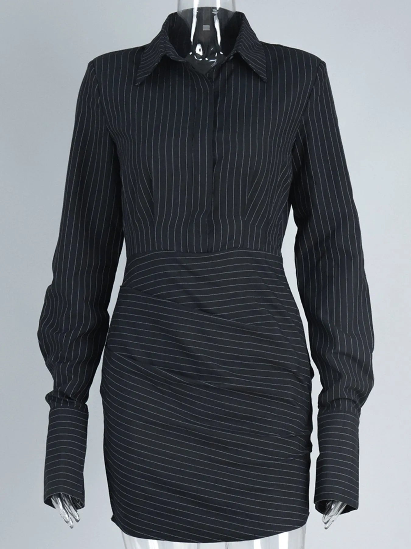 Striped Long Sleeve Shirt Dress OutfitFlow