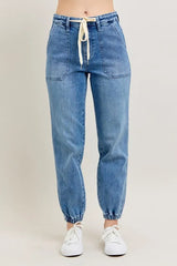 Judy Blue Full Size High Waist Denim Jogger Plus Size MD OutfitFlow