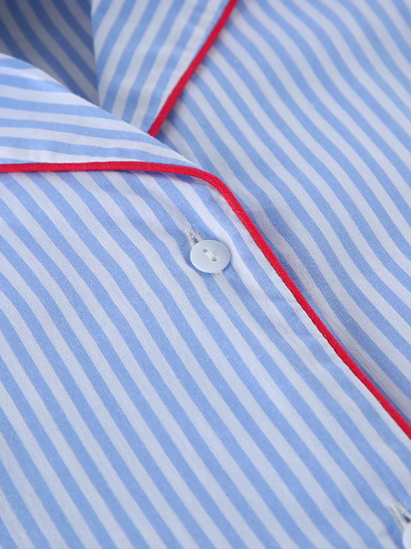 Striped Button Up Shirt and Shorts Lounge Set OutfitFlow