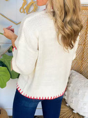 Outfit Flow - Bow Round Neck Long Sleeve Sweater