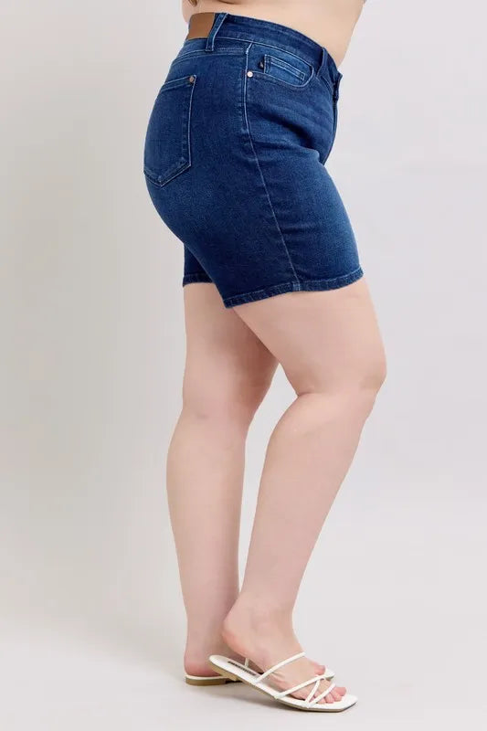 Judy Blue Full Size High Waist V-Front Bermuda Plus Size OutfitFlow