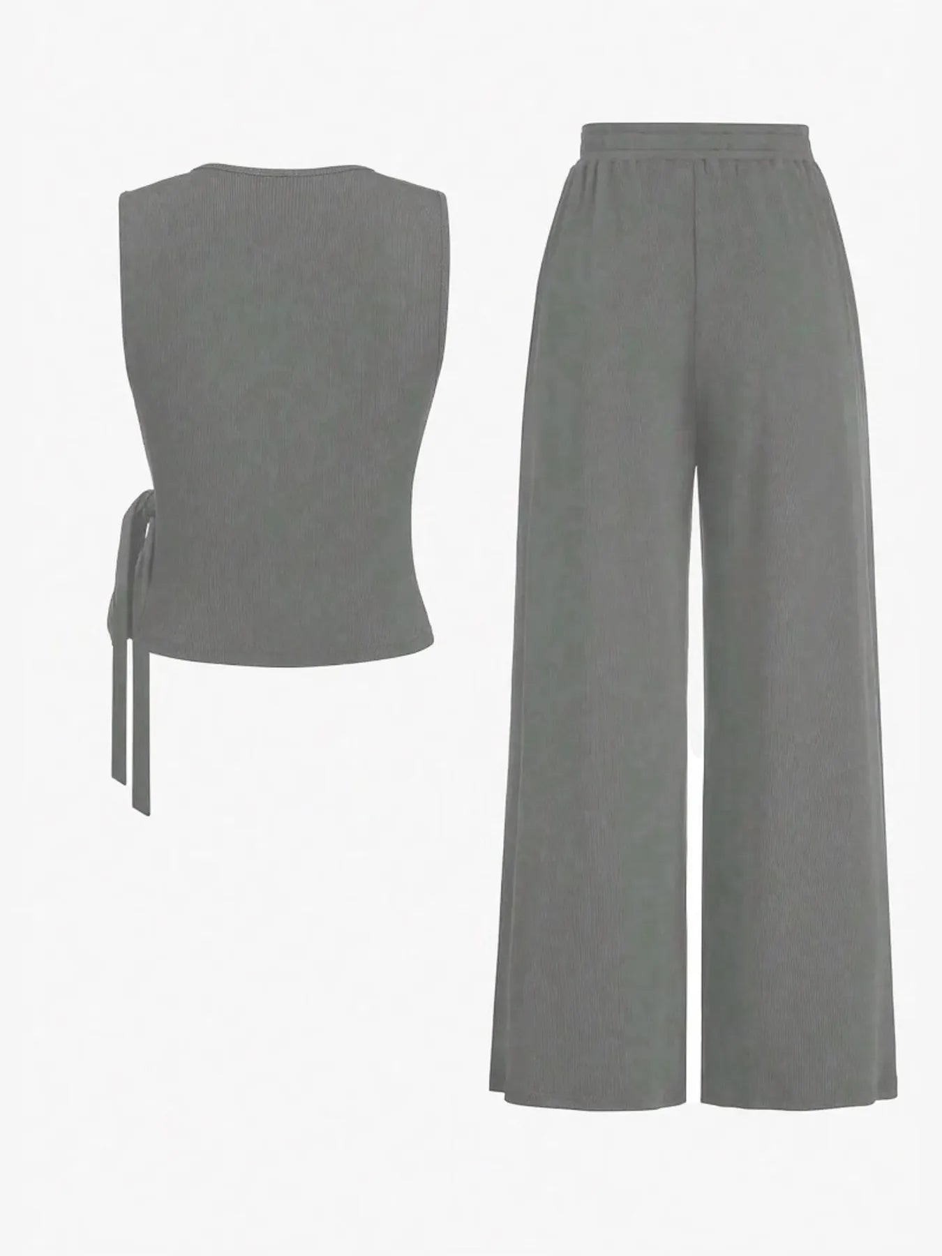 Round Neck Sleeveless Top and Pants Set OutfitFlow