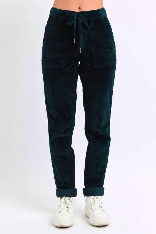 Judy Blue Full Size High Waist Corduroy Cuffed Jogger Plus Size OutfitFlow