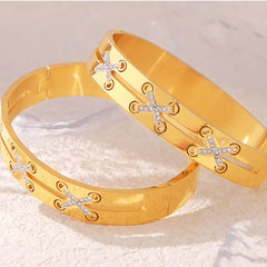 18K Gold-Plated Czech Diamond Bracelet OutfitFlow