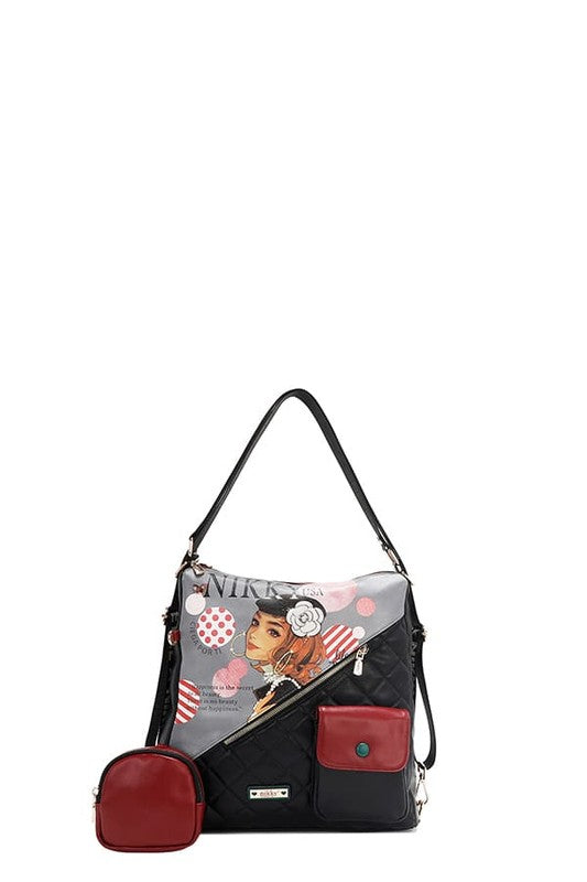 Nicole Lee USA Convertible Adjustable Strap Backpack Bag OutfitFlow