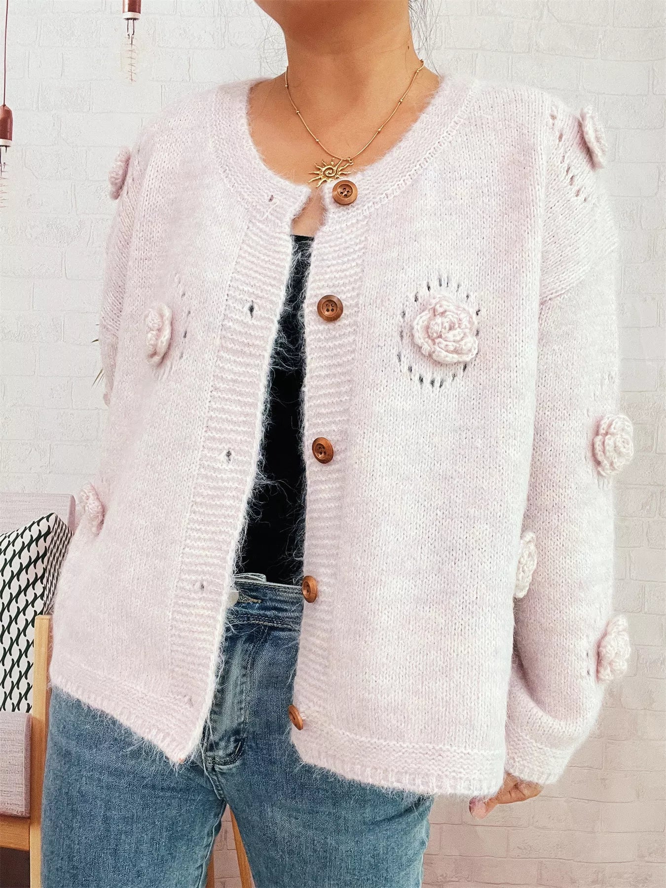 Flower Button-Up Cardigan OutfitFlow