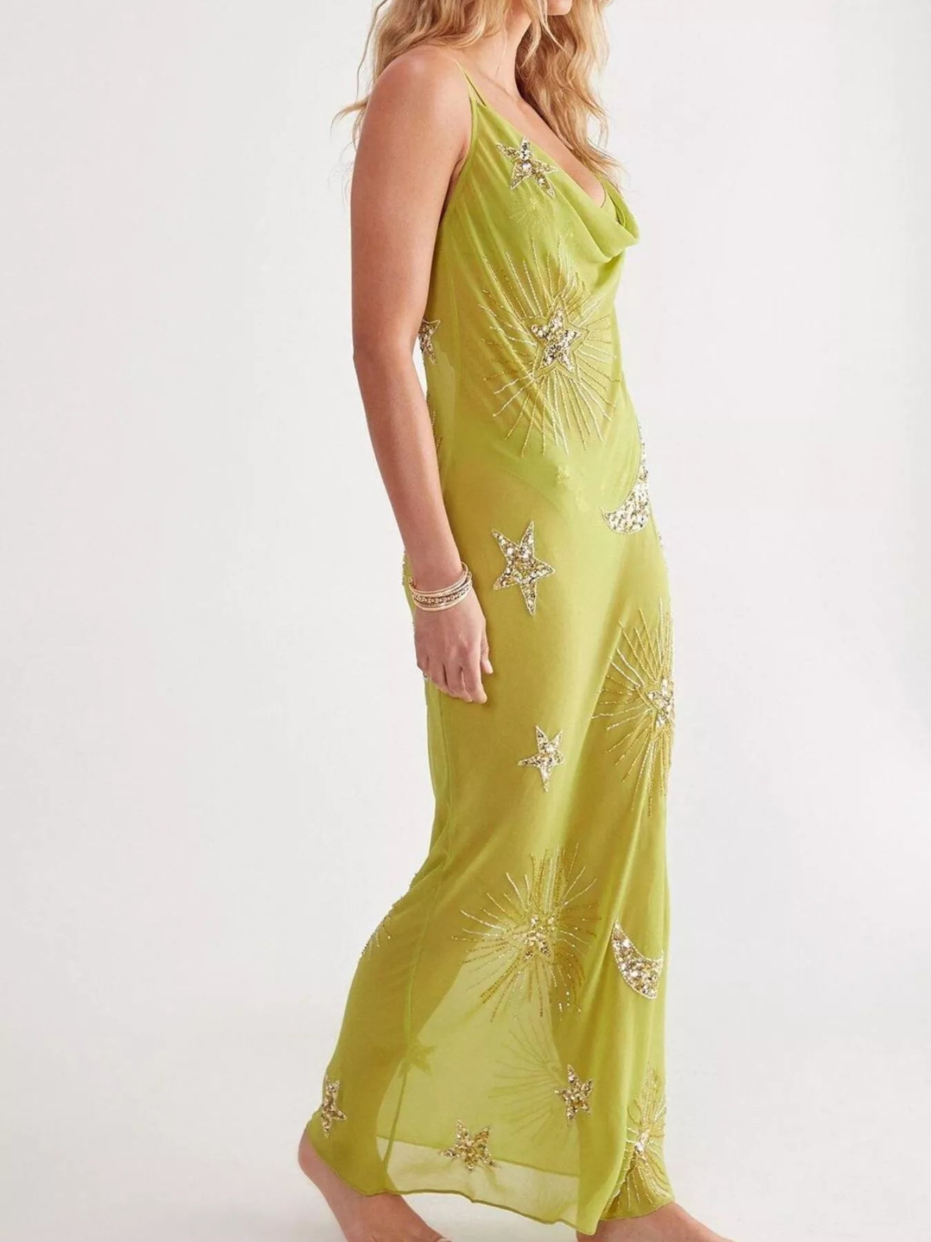 Cowl Neck Maxi Cami Dress OutfitFlow