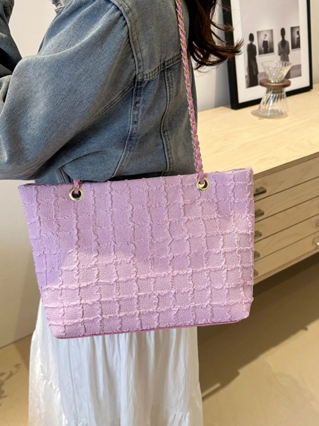 Tweed Chain Shoulder Bag OutfitFlow