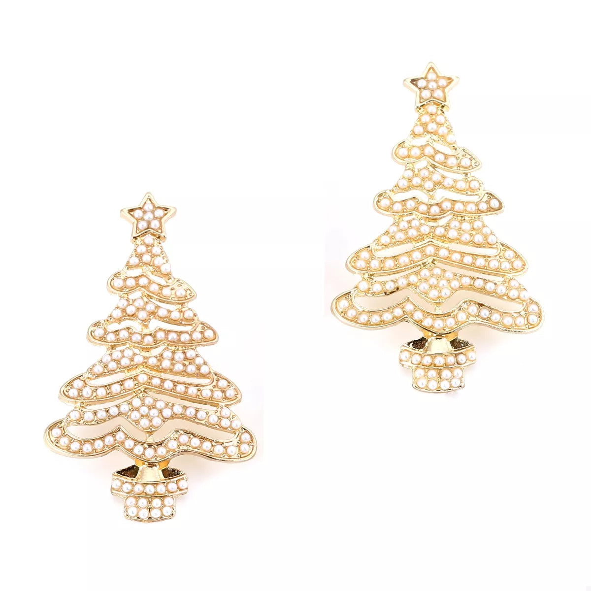 Christmas Tree Rhinestone Earrings OutfitFlow