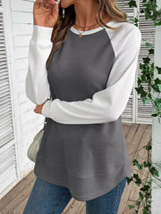 Waffle Knit Raglan Sleeve T-Shirt OutfitFlow