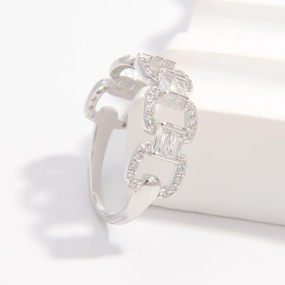 925 Sterling Silver Zircon Cutout Ring OutfitFlow
