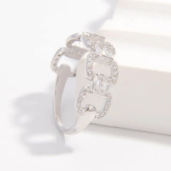 925 Sterling Silver Zircon Cutout Ring OutfitFlow