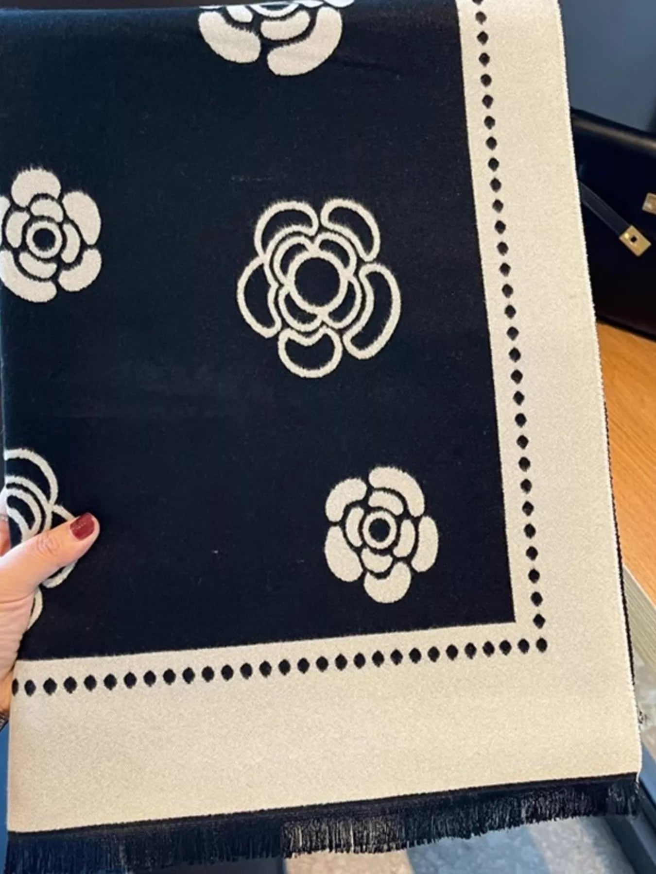 Floral Pattern Raw Hem Scarf OutfitFlow