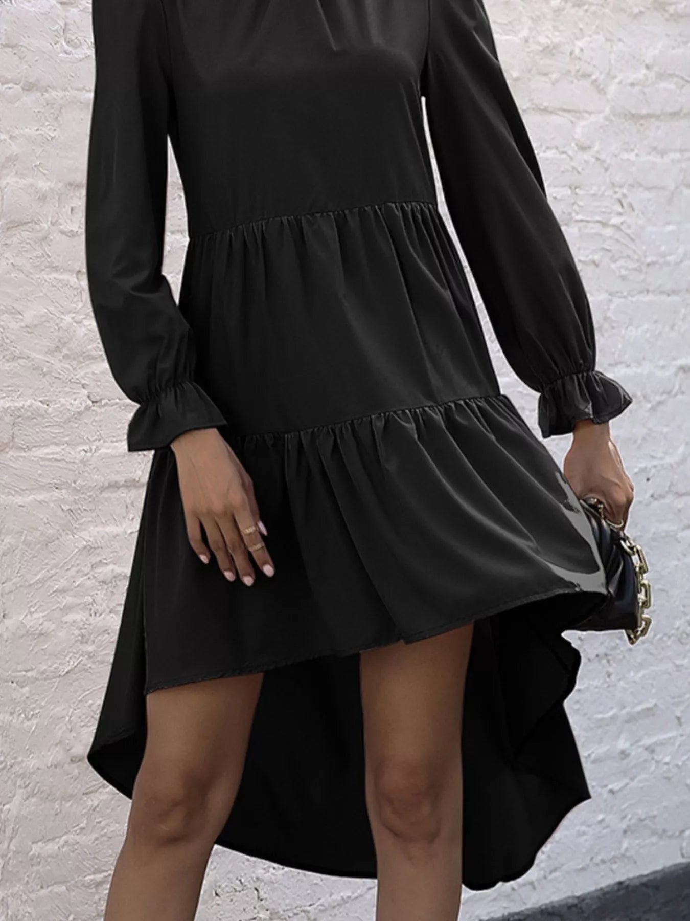 High-Low Flounce Sleeve Dress OutfitFlow