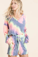 BiBi Tie Dye French Terry Top With Balloon Sleeves CHARCOAL TIEDYE OutfitFlow
