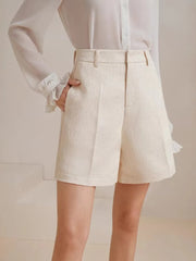 High-Waist Textured Shorts OutfitFlow