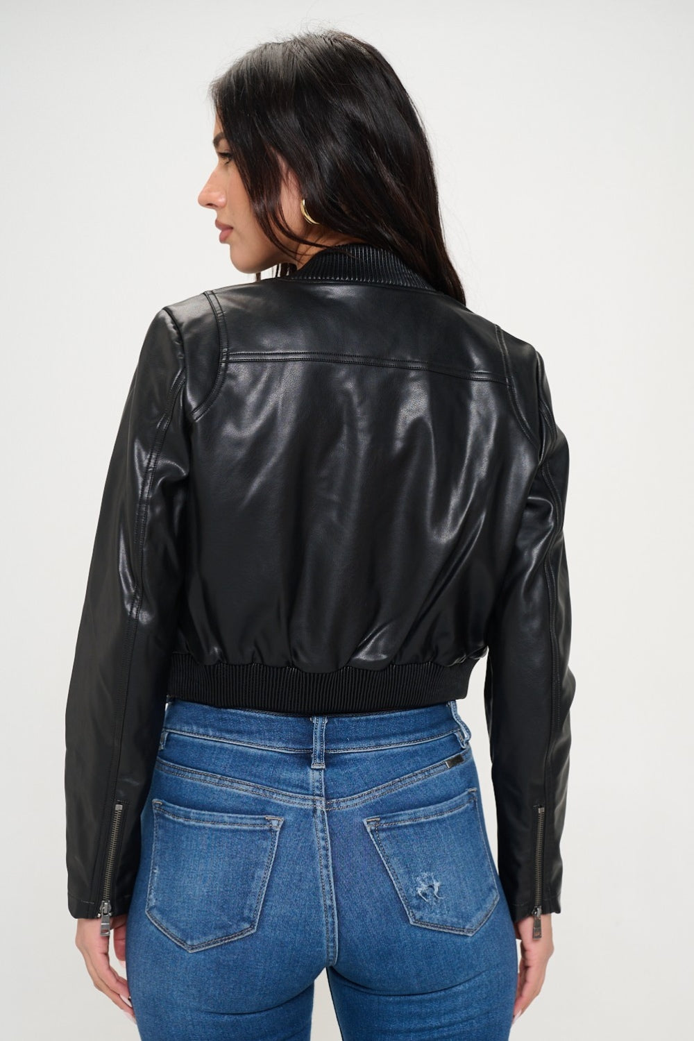 Coalition LA Zip Up Cropped Bomber Jacket