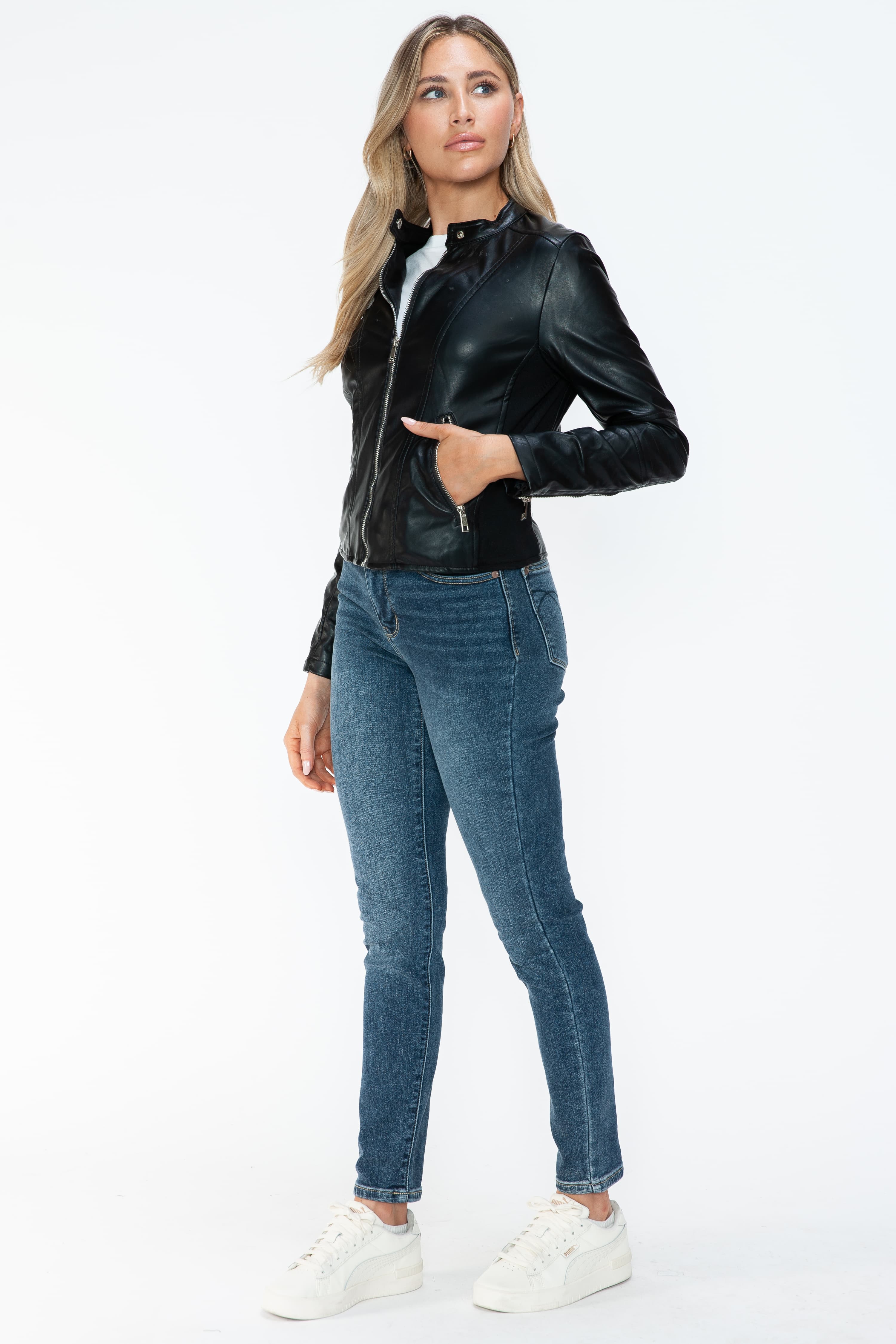 Outfit Flow - Snobbish PU Leather Zip Up Jacket with Pockets