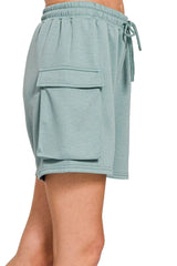 Zenana Scuba Thigh Pocket Shorts OutfitFlow