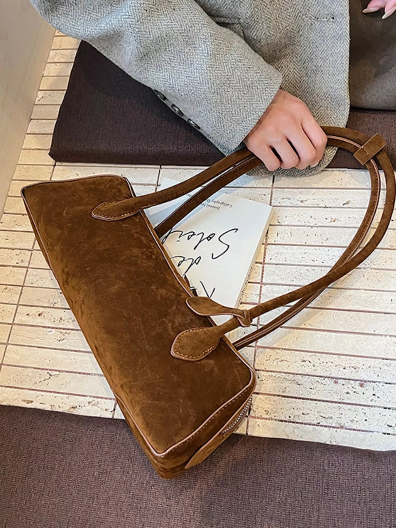 Solid Color Shoulder Bag Trendsi