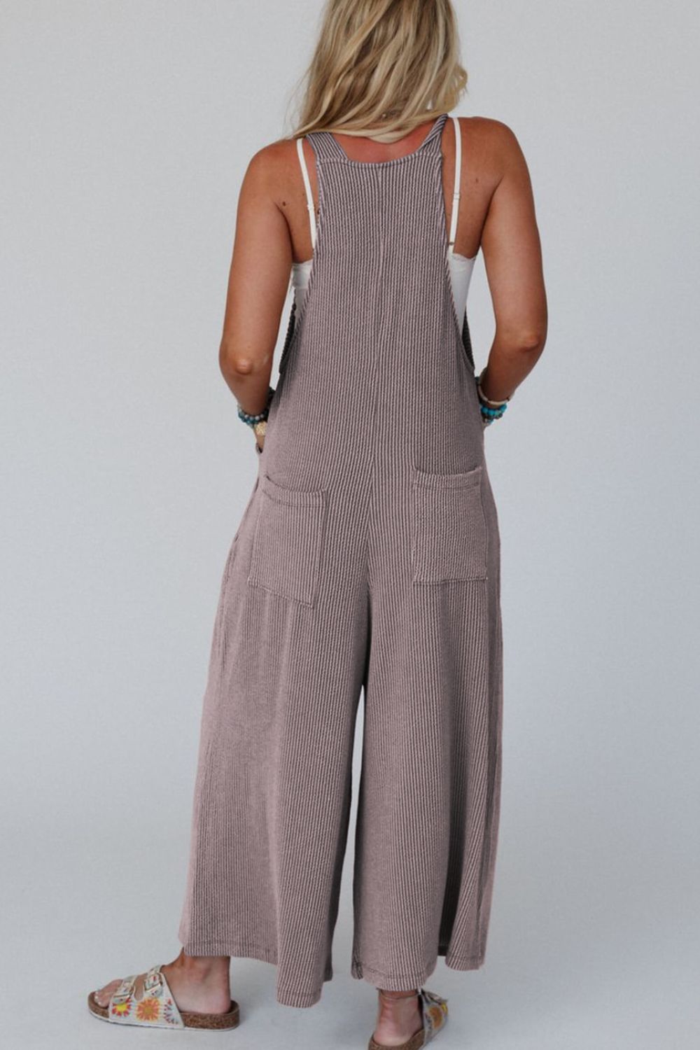Corded Adjustable Straps Wide Leg Loose Overalls OutfitFlow