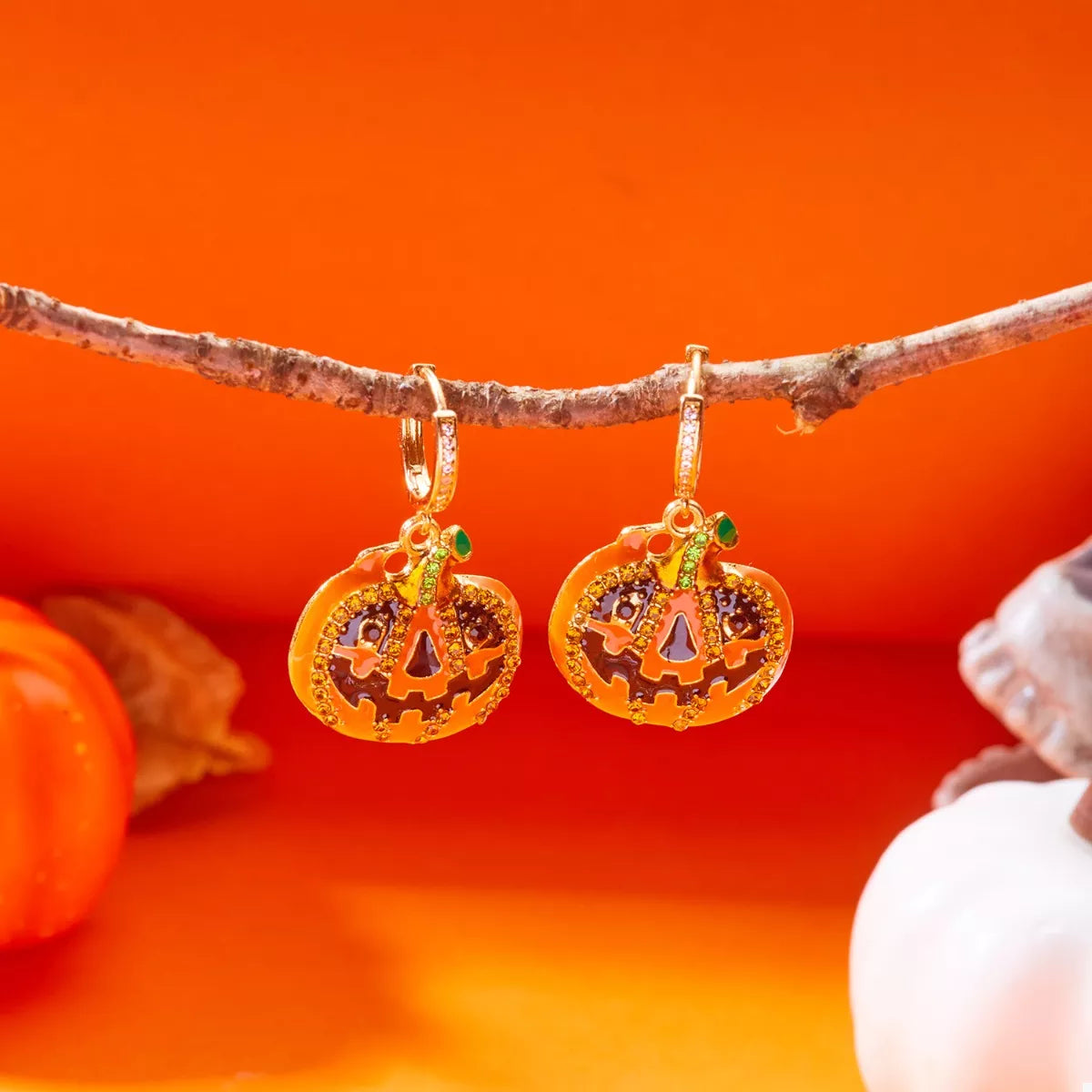 Halloween Pumpkin Drop Earrings OutfitFlow