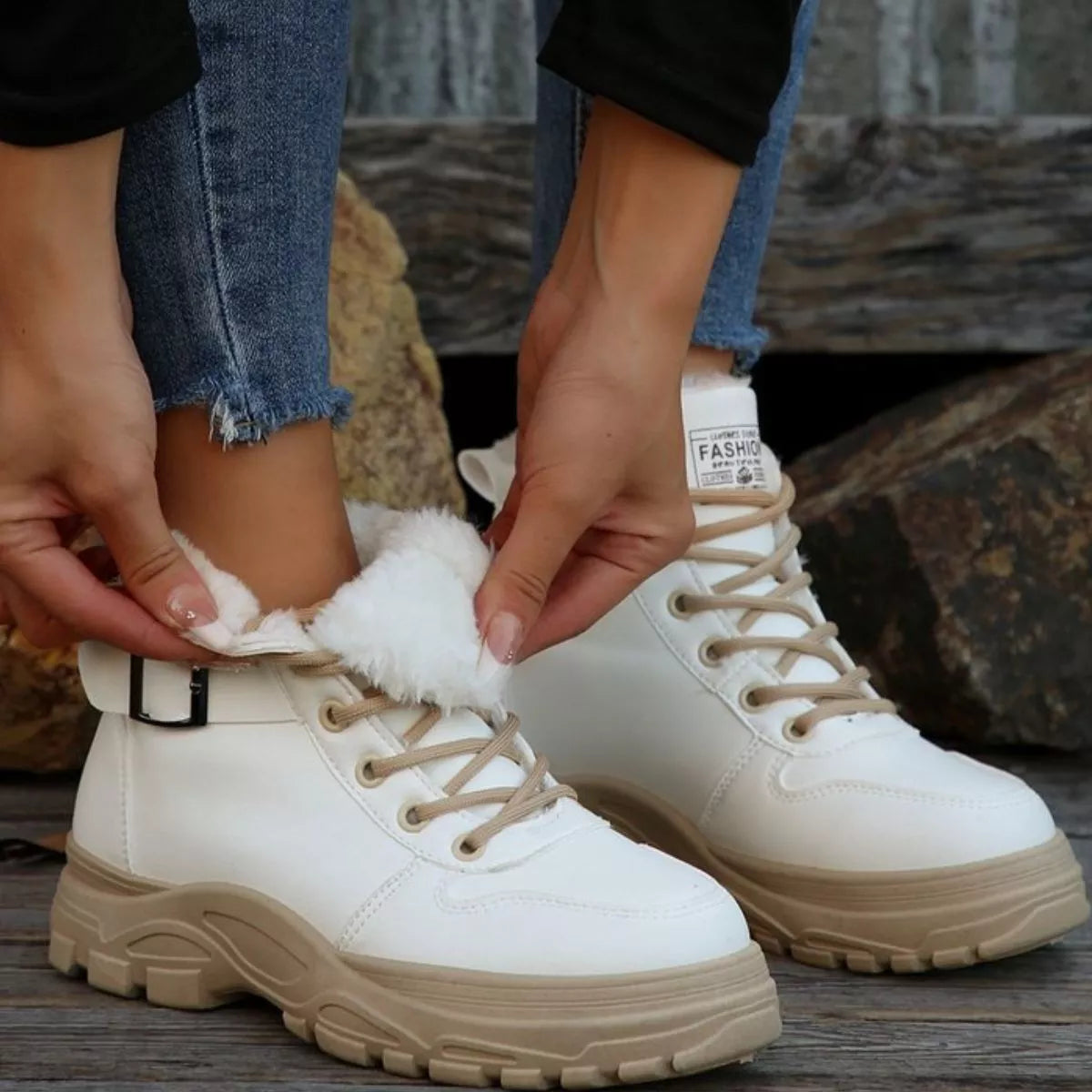 Warm Lined Ankle Boots with Buckle Detail Trendsi