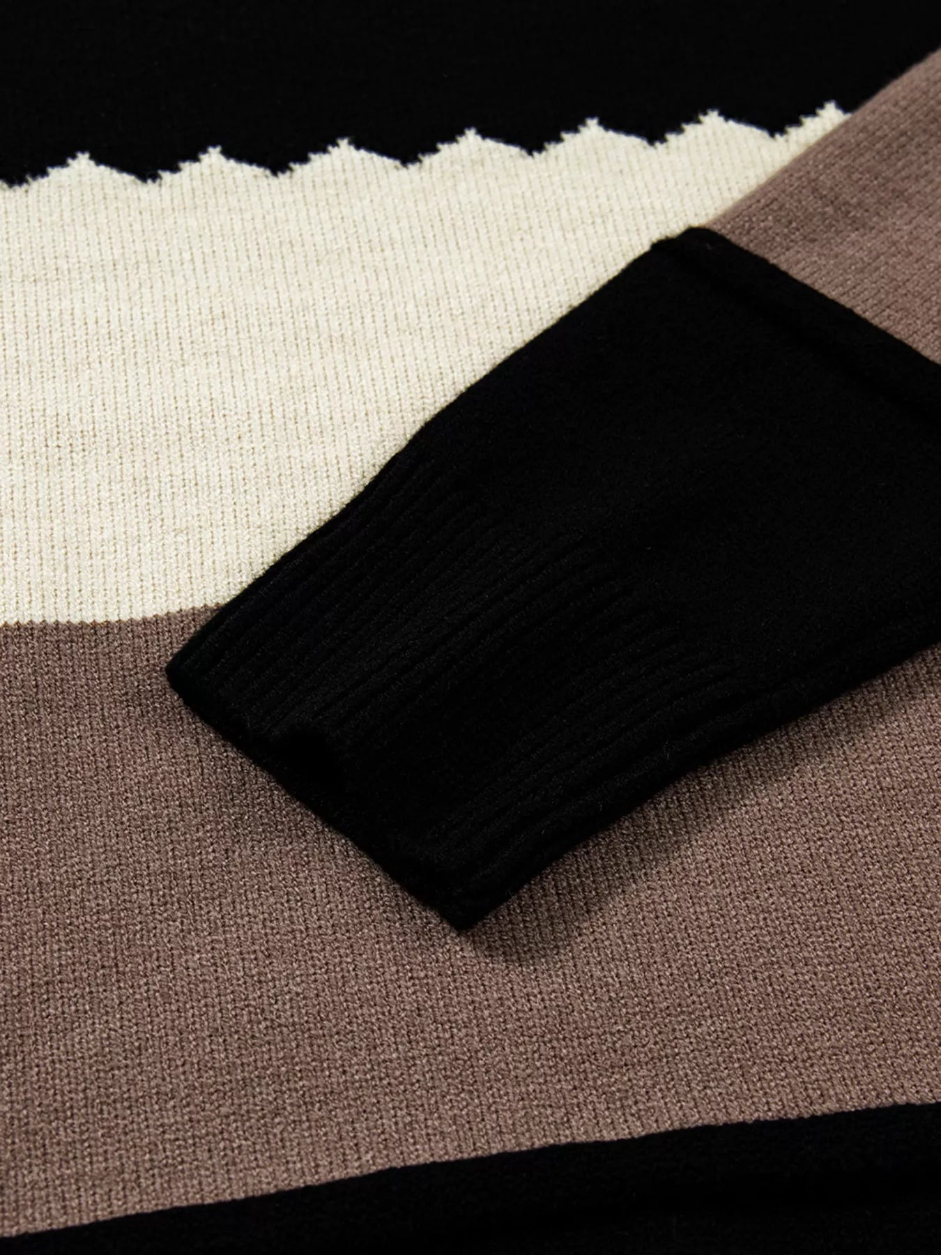 Color Block Crew Neck Drop Shoulder Sweater OutfitFlow