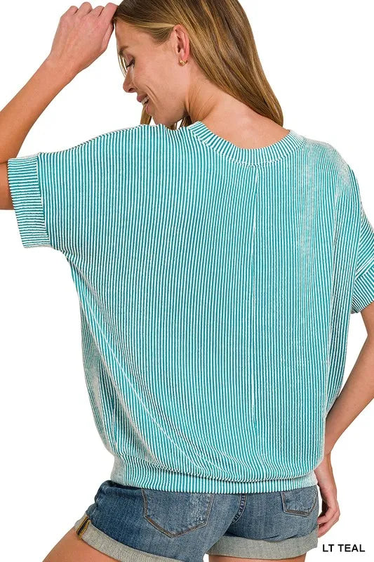 Zenana Corded Rib Short Sleeve T-Shirt OutfitFlow