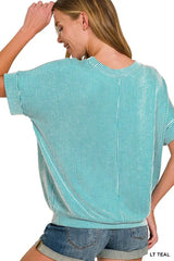 Zenana Corded Rib Short Sleeve T-Shirt OutfitFlow