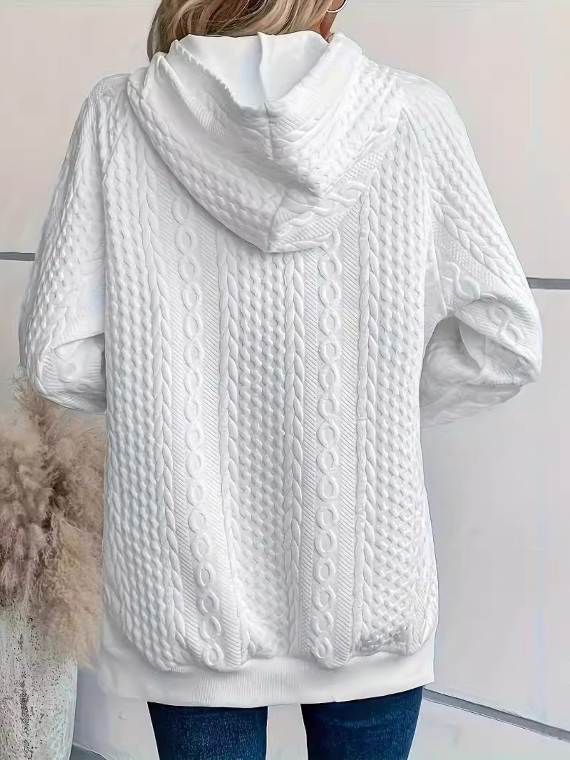 Outfit Flow - Plus Size Texture Long Sleeve Hoodie