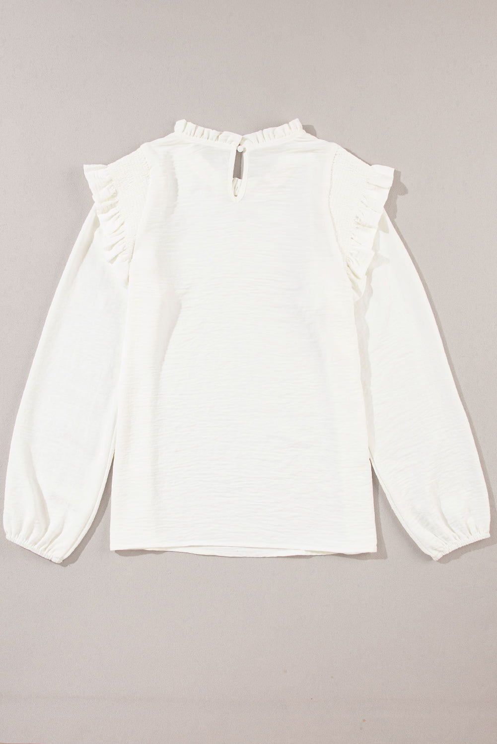 Frill Mock Neck Ruffled Balloon Sleeve Blouse OutfitFlow