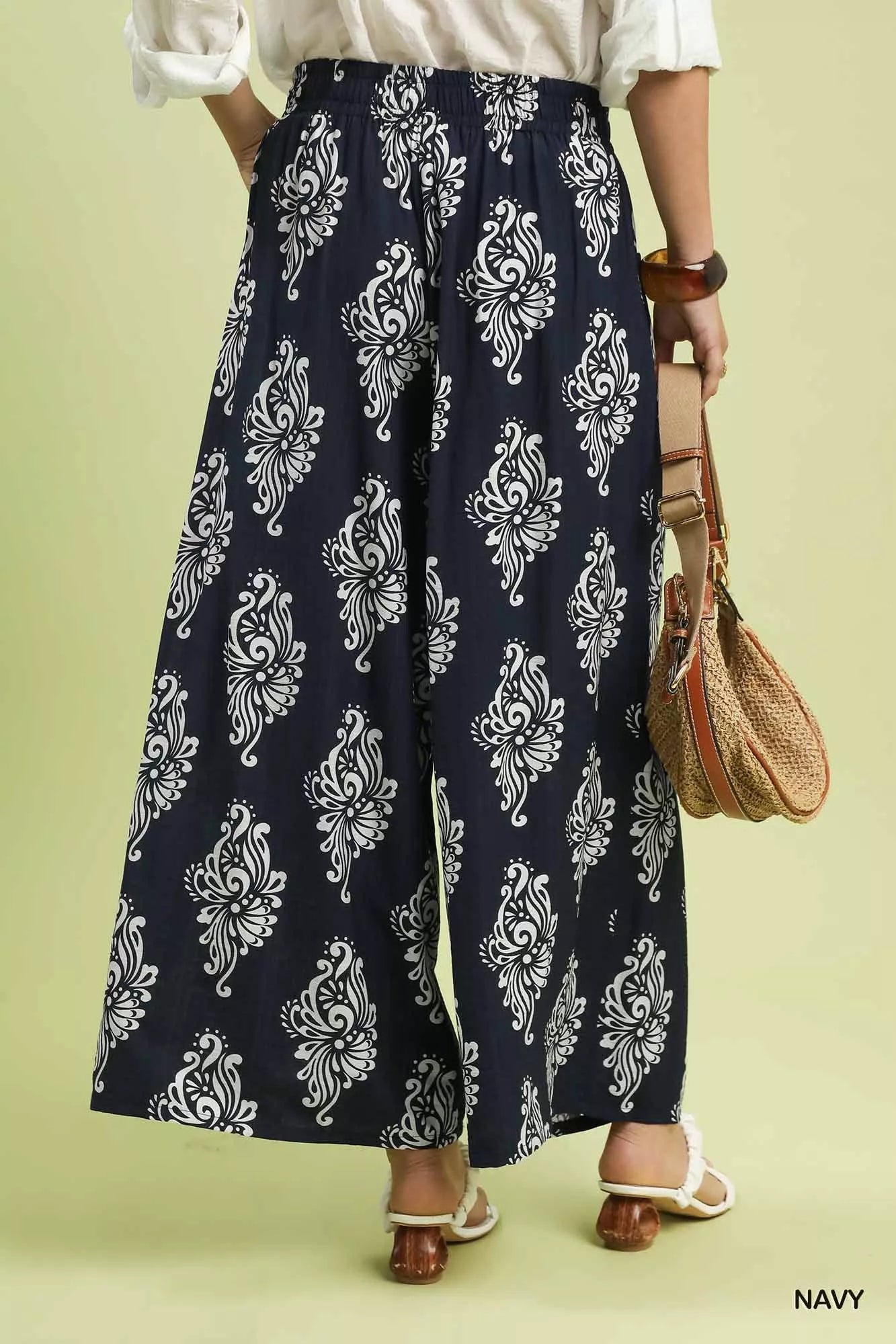 Umgee Abstract Print Wide Leg Pants OutfitFlow